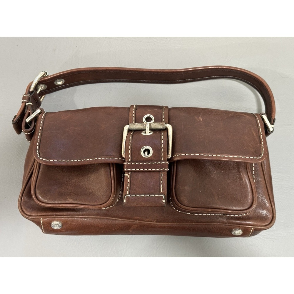 Michael Kors Women's Leather Satchel Handbag Buckle Single Handle Brown